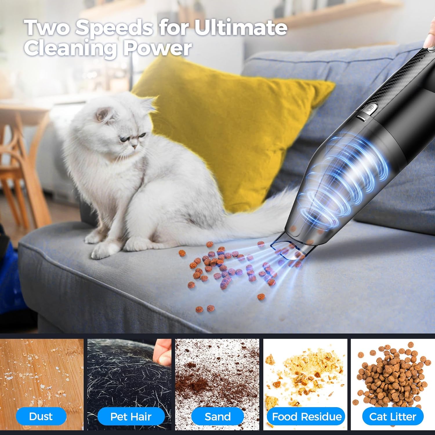 Handheld Vacuum Cordless -Car Vacuum Portable Cordless Cleaner Powerful Suction,1.2lbs Lightweight, Type-C Charge, Multiple Accessories, Portable Hand Vacuum for Home, Pet and Car