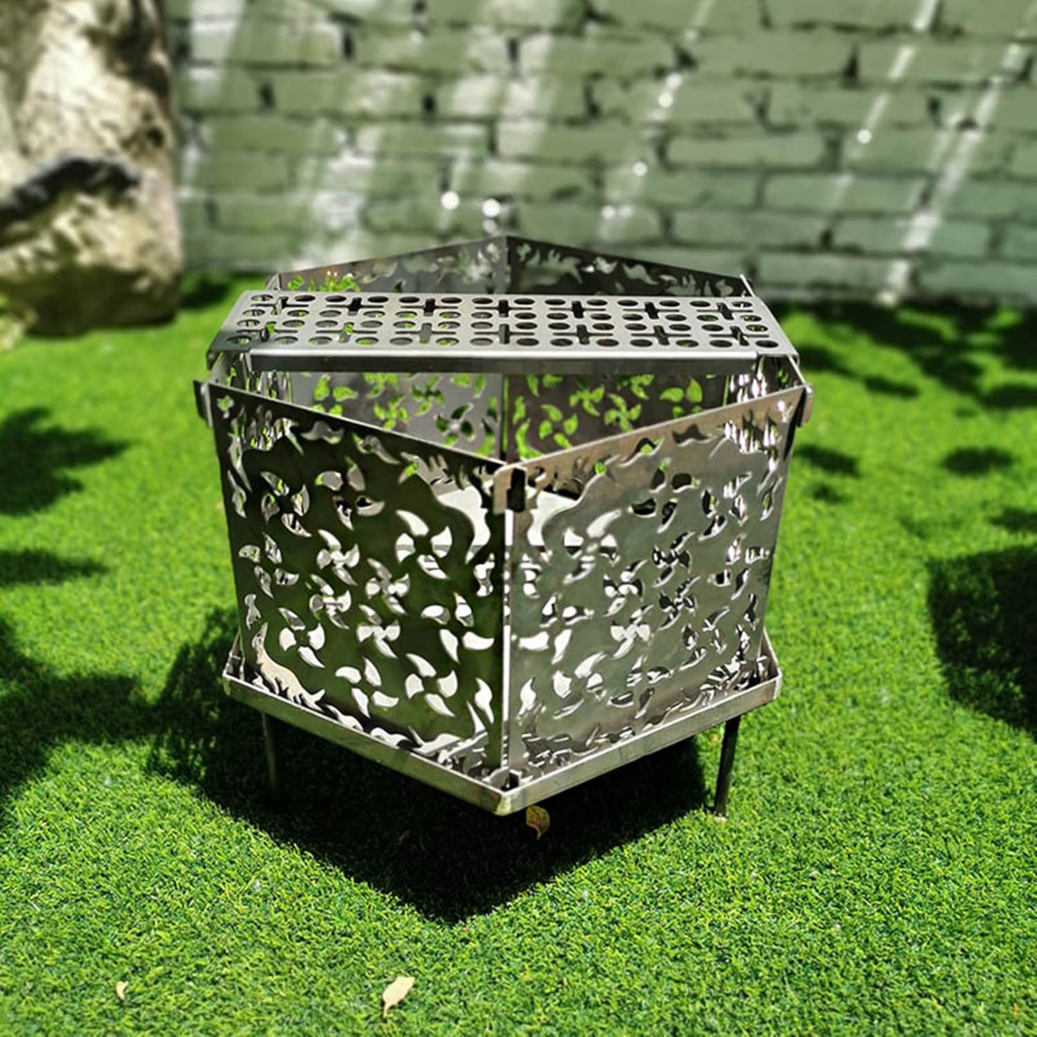 Outdoor Fire Pits, Wood/Charcoal Burning Firepit Bowls, Bonfire Atmosphere Heating Lamp, Barbecue BBQ Grill Stove for Patio Backyard Garden Camping