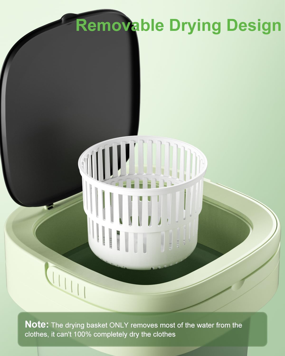 Foldable Mini Washer and Dryer Combo for Apartment,Hotel,Camp,RV,Travel(Green)