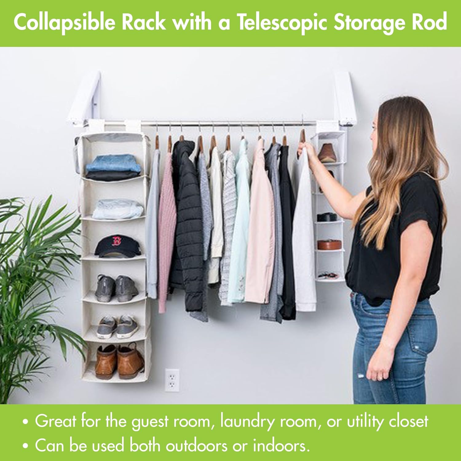 QuikCLOSET Wall Mounted Clothes Drying Rack – Space-Saving Laundry Drying Rack with Telescopic 36-60
