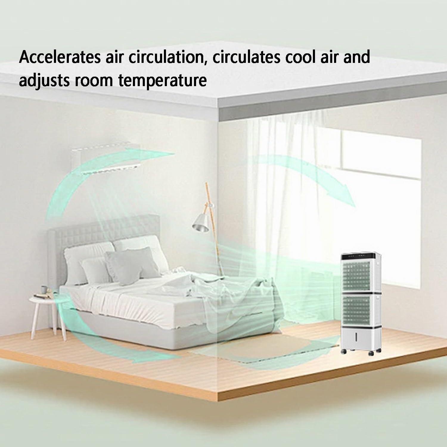 Portable Air Conditioners,Evaporative Air Cooler, Swamp Cooler with 14L Tank, Remote, Oscillation Cooling Fan with 3 Speeds, 12H Timer, Tower Fan for Room Office Garage Indoor Outdoor Use(126cm(49.6in