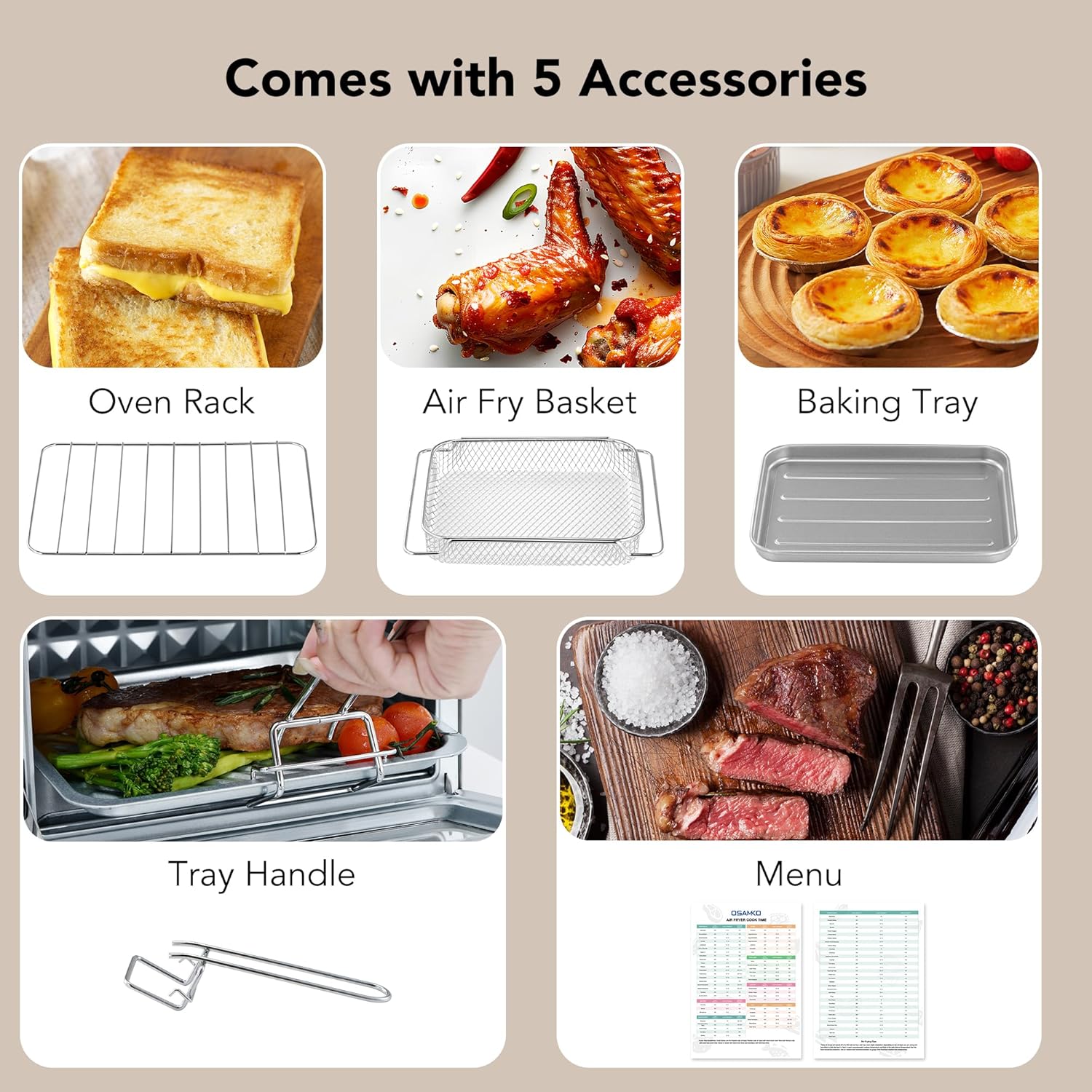 13QT Compact 6-in-1 Steam Oven, Stainless Steel Countertop Convection Oven, Fast Preheat, Air Fry, Bake, Roast, Broil, Reheat & Steam, Perfect for Small Contertop