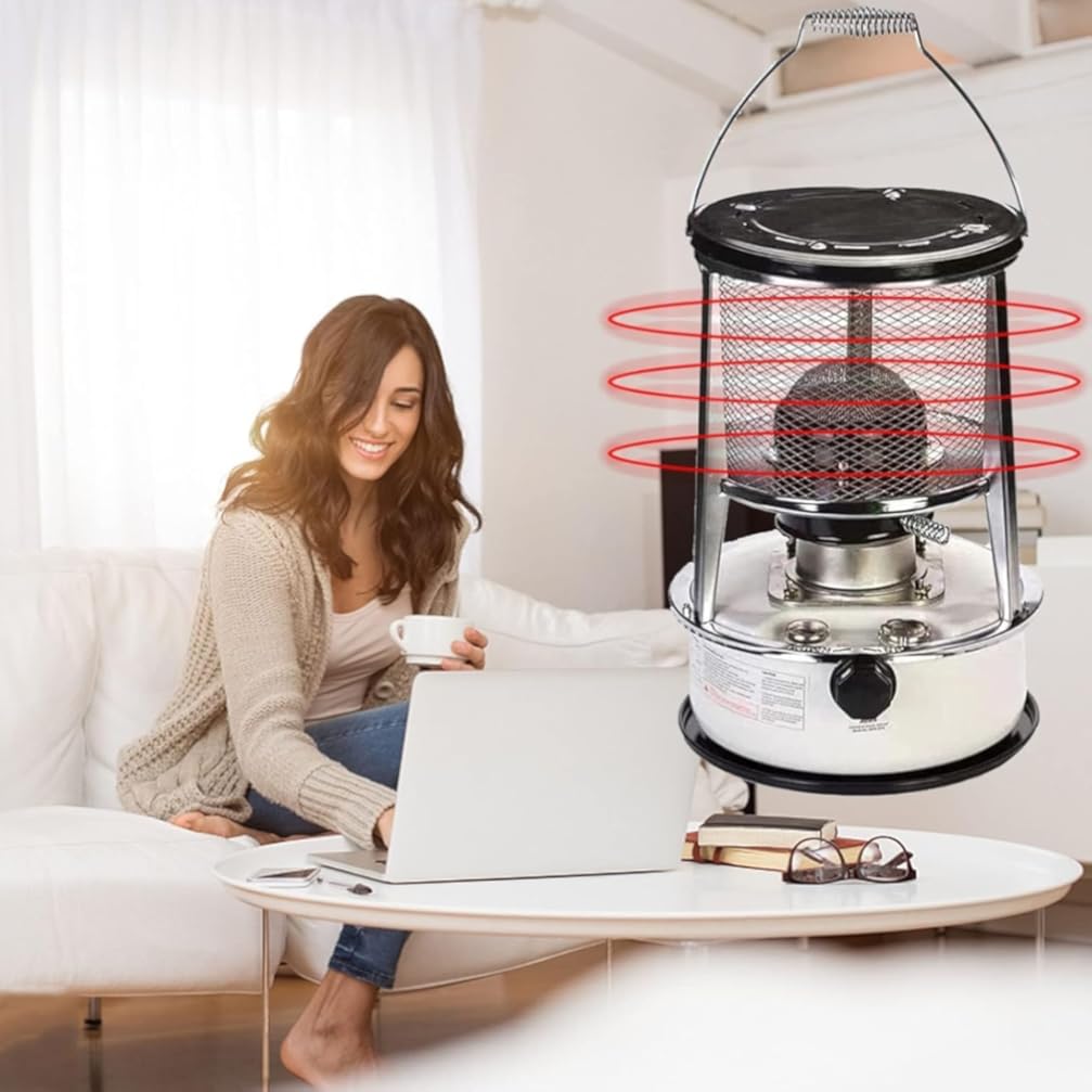 Non Electric Camping Kerosene Heater Efficient Indoor Kerosene Stove For Heating Cooking Boiling Water For Ice Fishing Hiking(6L/White)