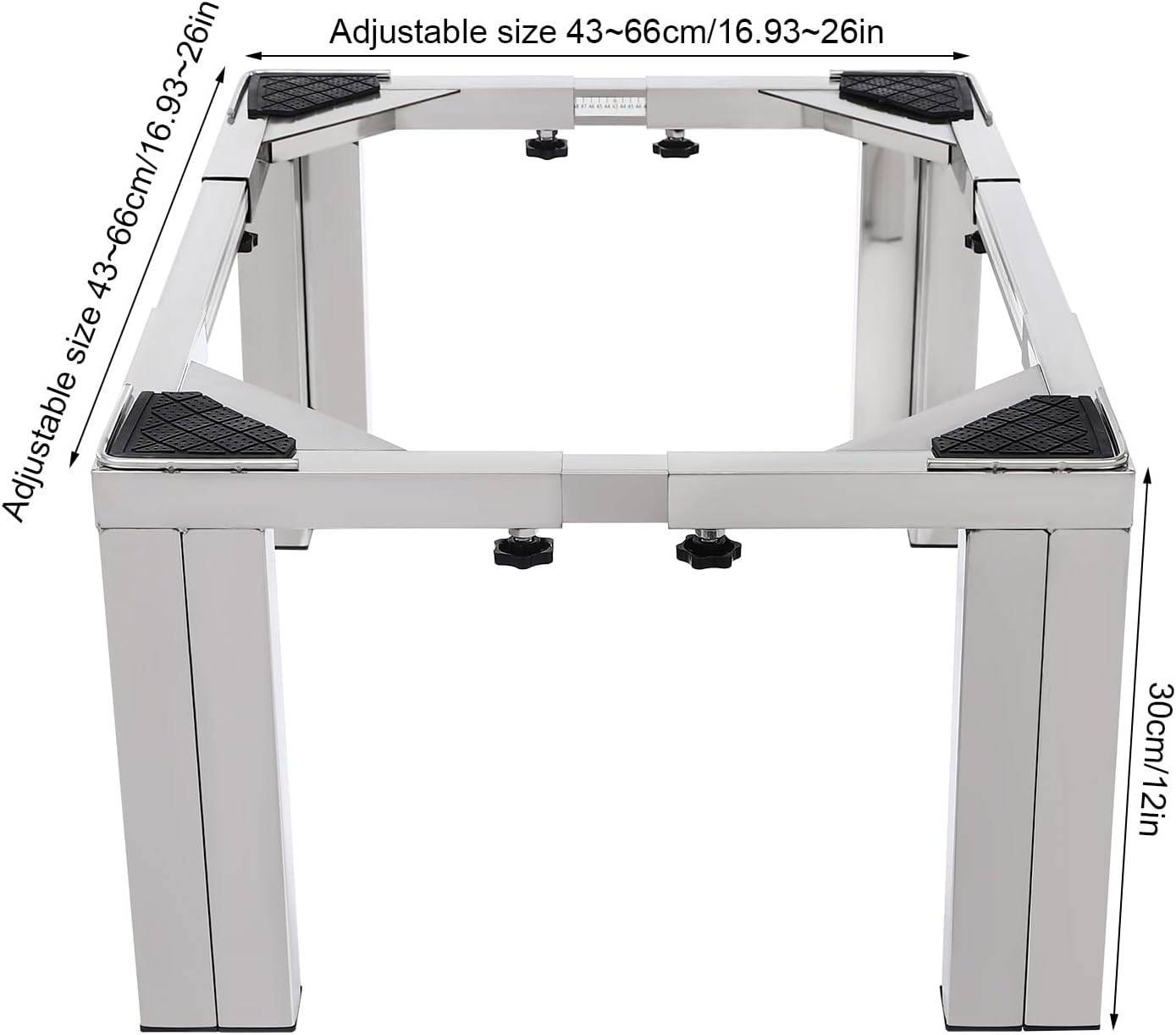 Laundry Pedestal,Heavy-Duty Stainless Steel Washing Machine Stand,12inch Height Universal Washer and Dryer Pedestal Adjustable Refrigerator Stand for Furniture Washing Dryer (Silver)