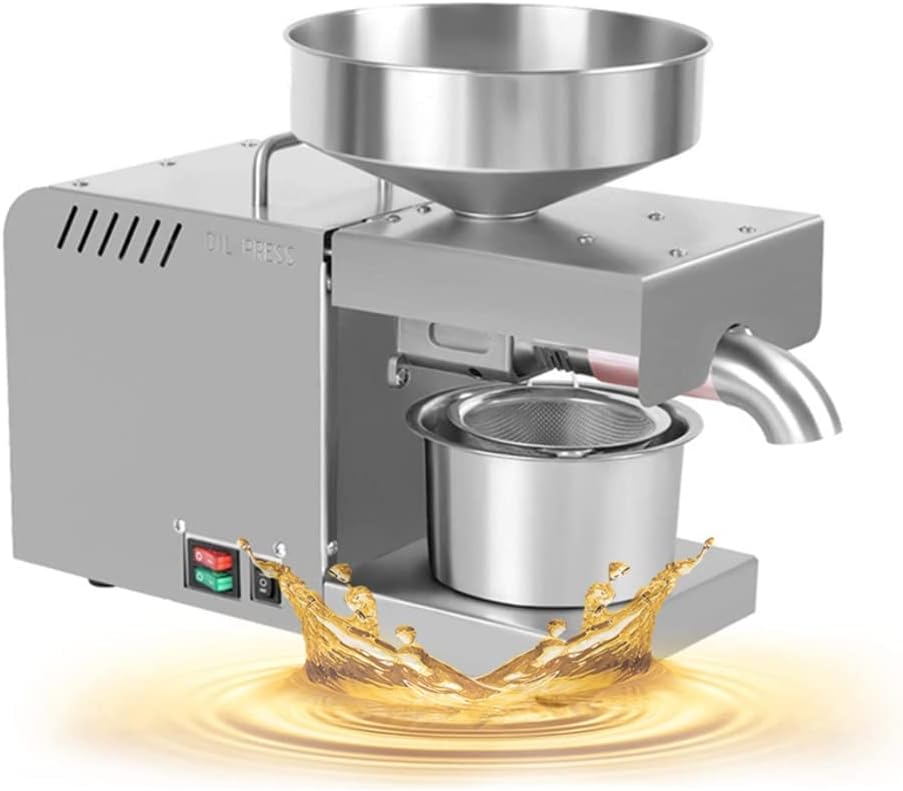 Household Oil Press, Smart Stainless Steel Kitchen Appliances, Small Commercial Oil Press Dual Temperature Control Heating System, Pure Copper AC Brushless Motor