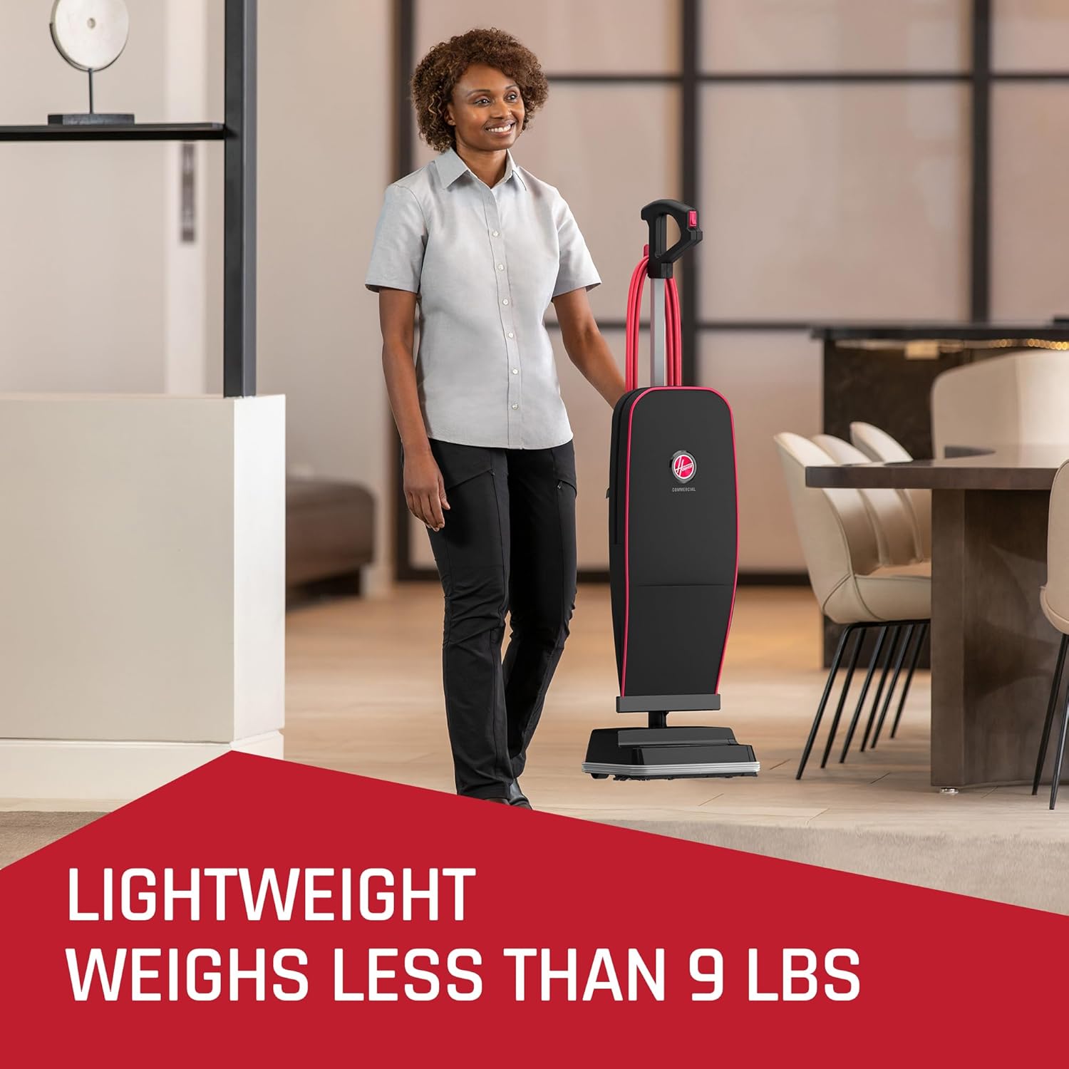 Hoover Commercial Superior Lite Upright Vacuum Cleaner, Bagged Professional Pro Grade, for Carpet and Hard Floor, CH50200, Black