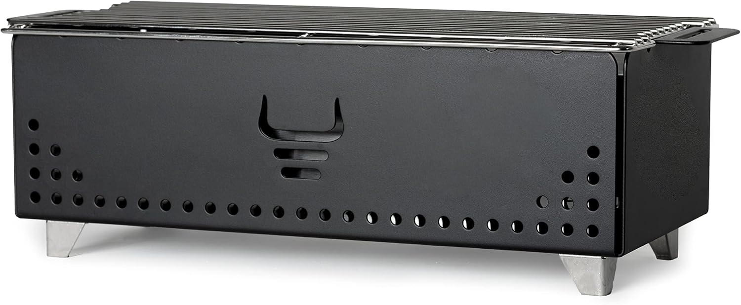 Hibachi Charcoal Grill,Easy to Use Charcoal Grill,Outdoor Tabletop Safe,Great for Travel, Camping, Patio, Balcony,Made from Stainless Steel,Operates Up to 750ºF,5 Yr Warranty (Matte Black)