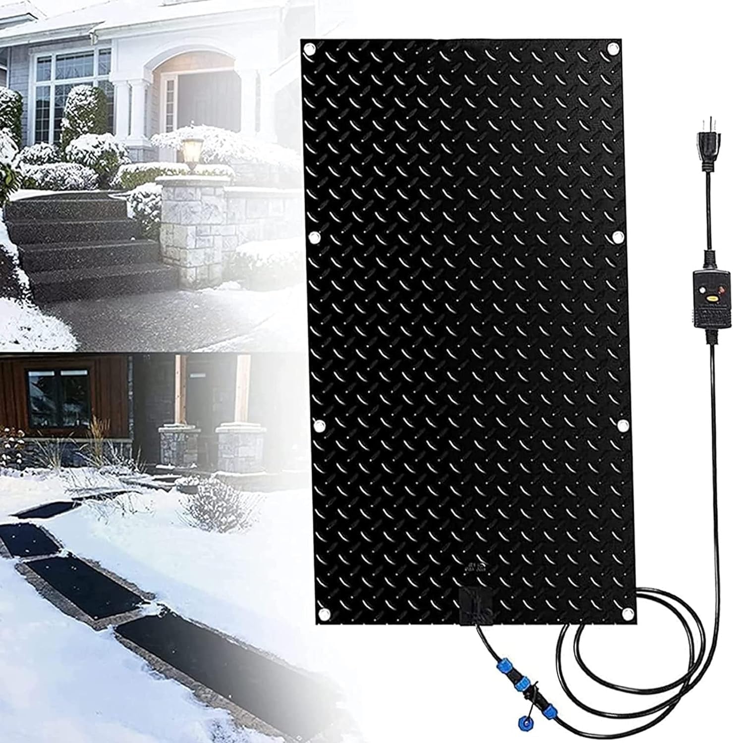 Heated Driveway mats, Slip-Proof Heated Walkway Pad, Snow Ice Melting Mats, with 6 ft Long Power Cord, for Winter Walkway Stairs (Color : 2 Pack, Size : 10inx48in)