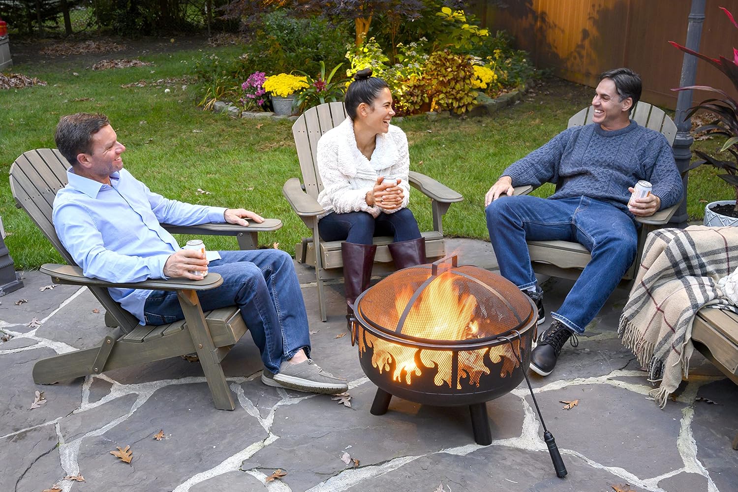 Endless Summer - Oil Rubbed Bronze Wood Burning Fire Pit with Flame Design