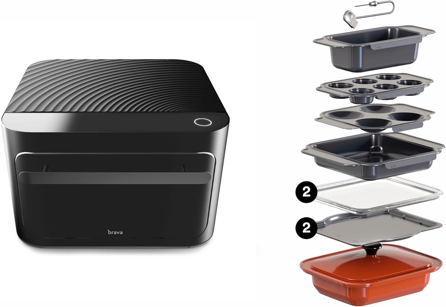 Brava Oven Chef's Choice Set: 10-in-1 Touchscreen Countertop Smart Oven, Air Fryer, 6-Slice Toaster, Slow Cooker, Reheater, Dehydrator, Rice Cooker, Healthy & User Friendly, Auto-Shut Off, Black