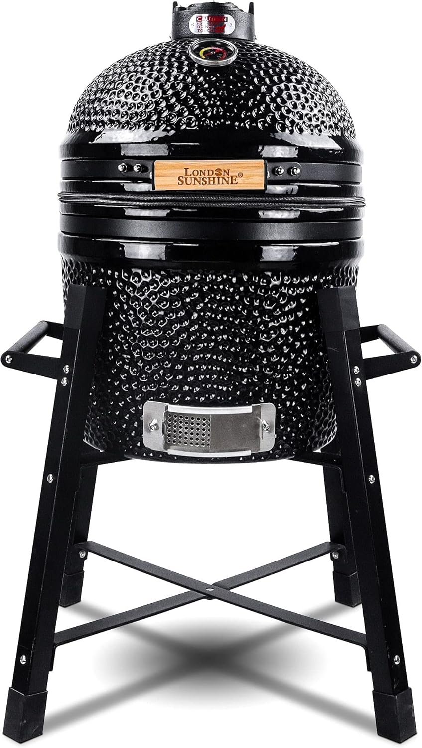 Ceramic Kamado Charcoal BBQ Grill and Smoker, Stainless Steel Grates -15