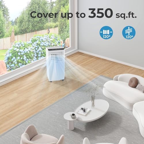 COSTWAY Portable Air Conditioner, 10000 BTU AC Unit with Remote Control, Digital Display, Installation Kit, Casters, 24H Timer, Air Cooler Dehumidifier Fan for Bedrooms Up to 350 Sq.Ft (10000 BTU)
