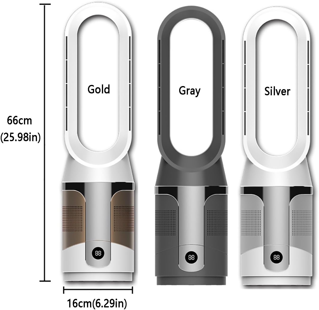 Bladeless Cooling Fan, Tower Fan ,Oscillating Pedestal Fan with Remote Control, 10 Speeds, 9H Timer,Air circulation, cold and warm, can be used all year round, for Indoor Home Bedroom Office Room(Gold