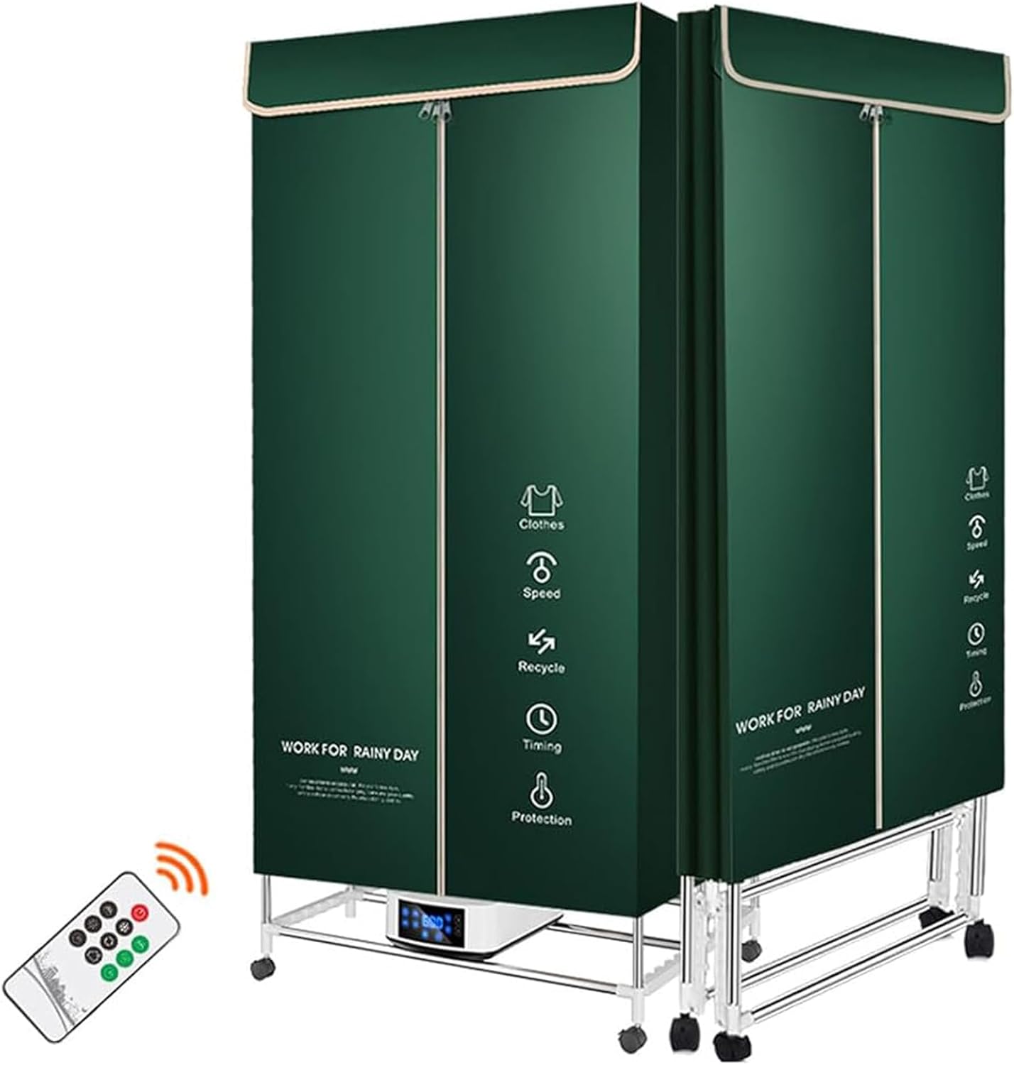 Portable Clothes Dryer Electric Drying Racks, Fast Dry Clothes Drying Rack Machine, With Warm Air Drying Wardrobe With Dustproof Cloth Curtain for Apartments Home Laundry