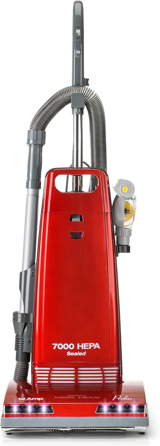 Prolux 7000 Upright Vacuum – Powerful True HEPA Filtration, Bagged Dust Chamber, Stainless Steel Brush Roll, Onboard Tools