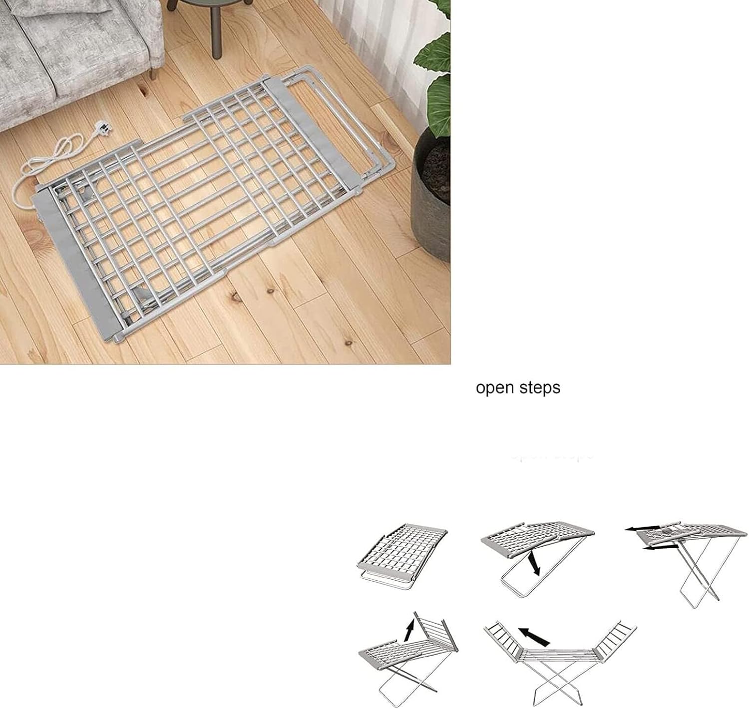 Electric Heated Clothes Dryer, Heated Clothes Airer with Wings, Foldable Airer Stable Dryer for Home, Laundry, Apartment, 230W Energy Efficient,Easy Storage