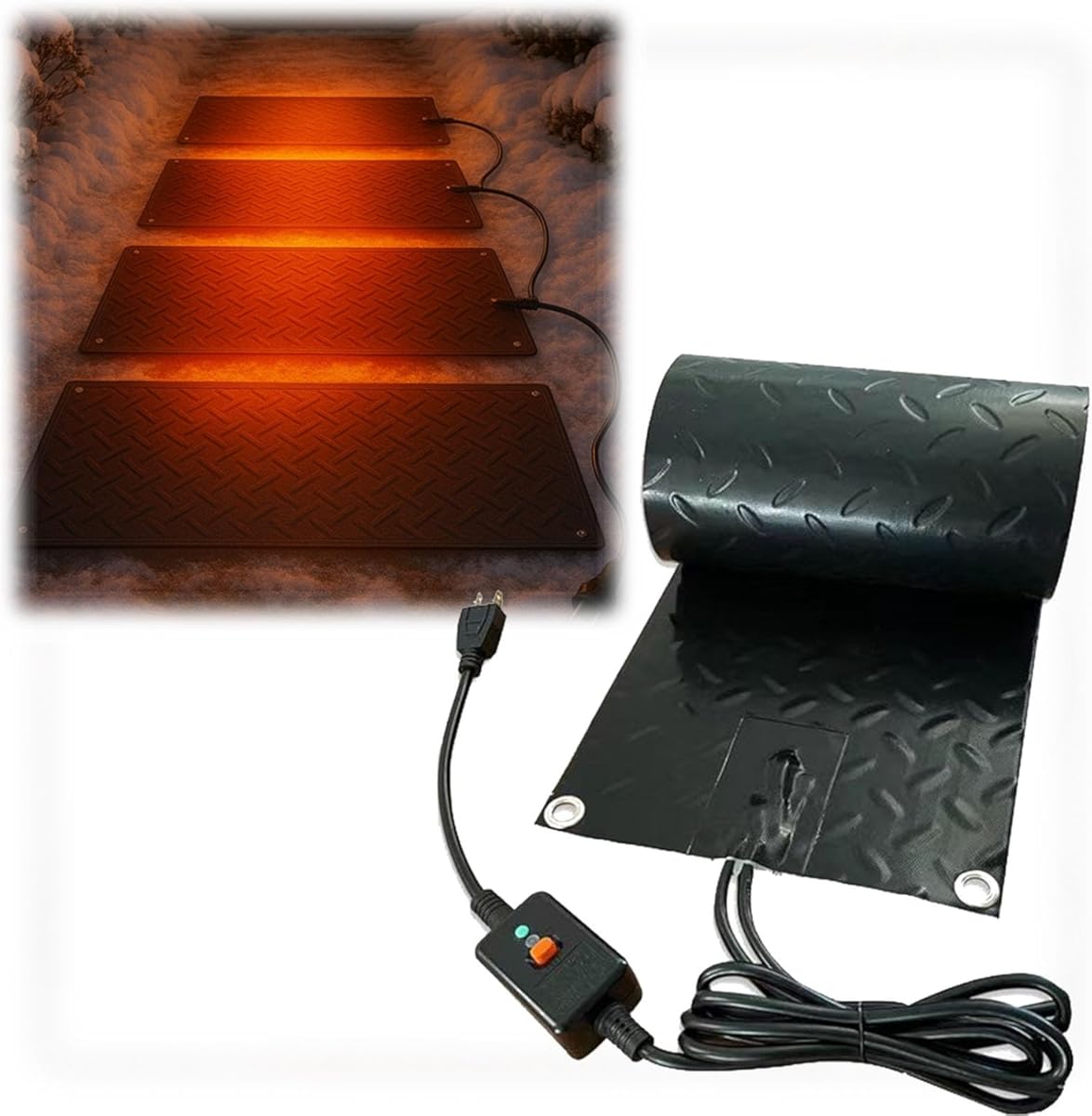 Heated Snow Melting Mat for Deck, Heated Outdoor Waterproof Mats, Anti-Slip Rubber Heating Entrance Mats with Power Cord, Snow and Ice Melting Pad for Roof Stairs Walkway Garage(5 Pcs,30x72in)