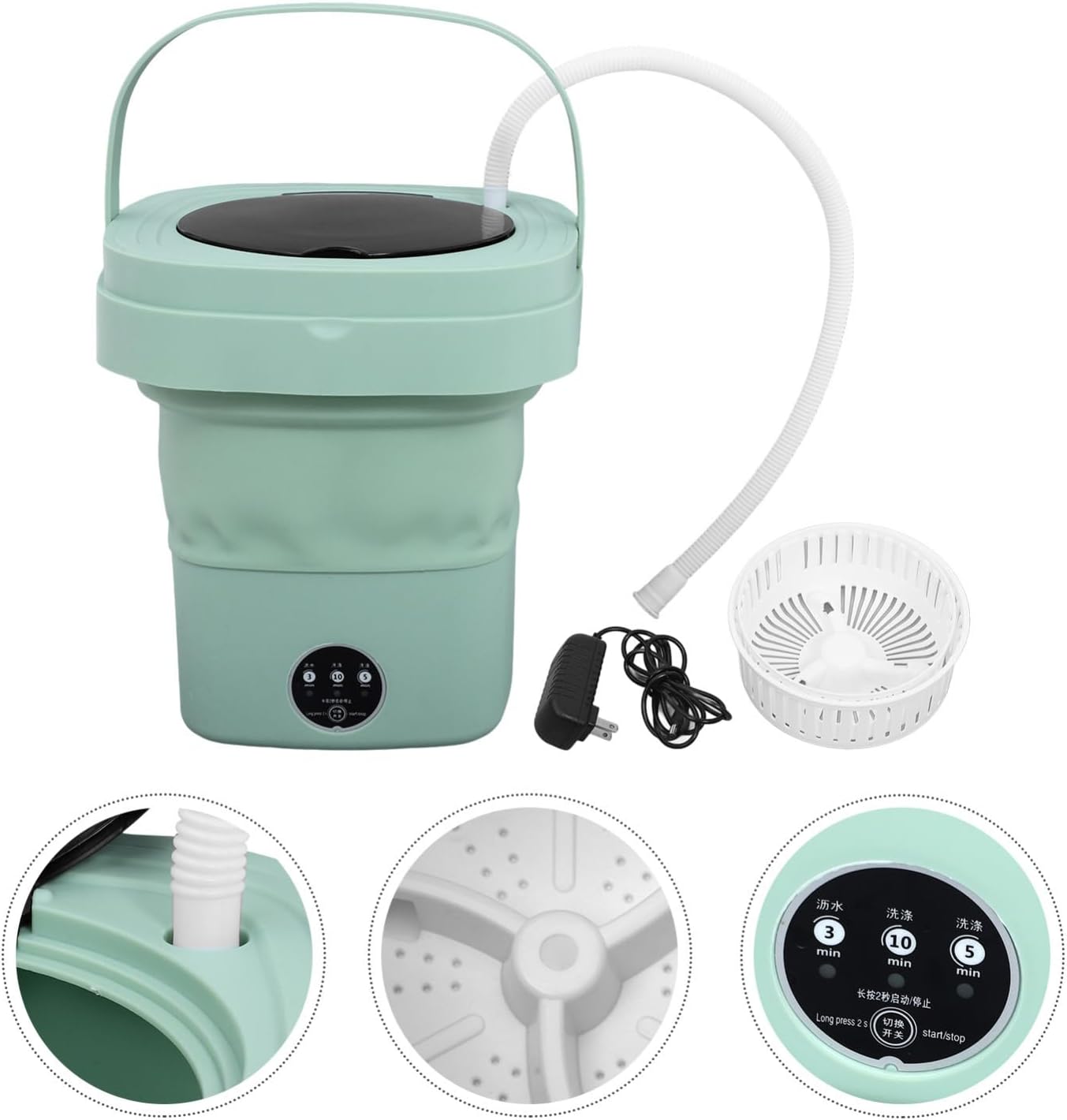 Portable Mini Folding Washing Machine for Travel Compact Capacity Drain Basket for Small Loads Rvs Apartments and Camping Use