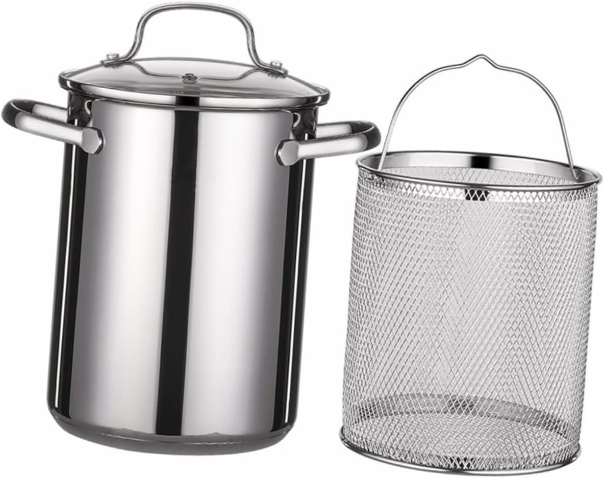 Cabilock 1 Set Stainless Steel Fryer Deep Fryer Basket Deep with Basket Fry Pot with Small Deep Pot with Turkey Frying Skillet Silver
