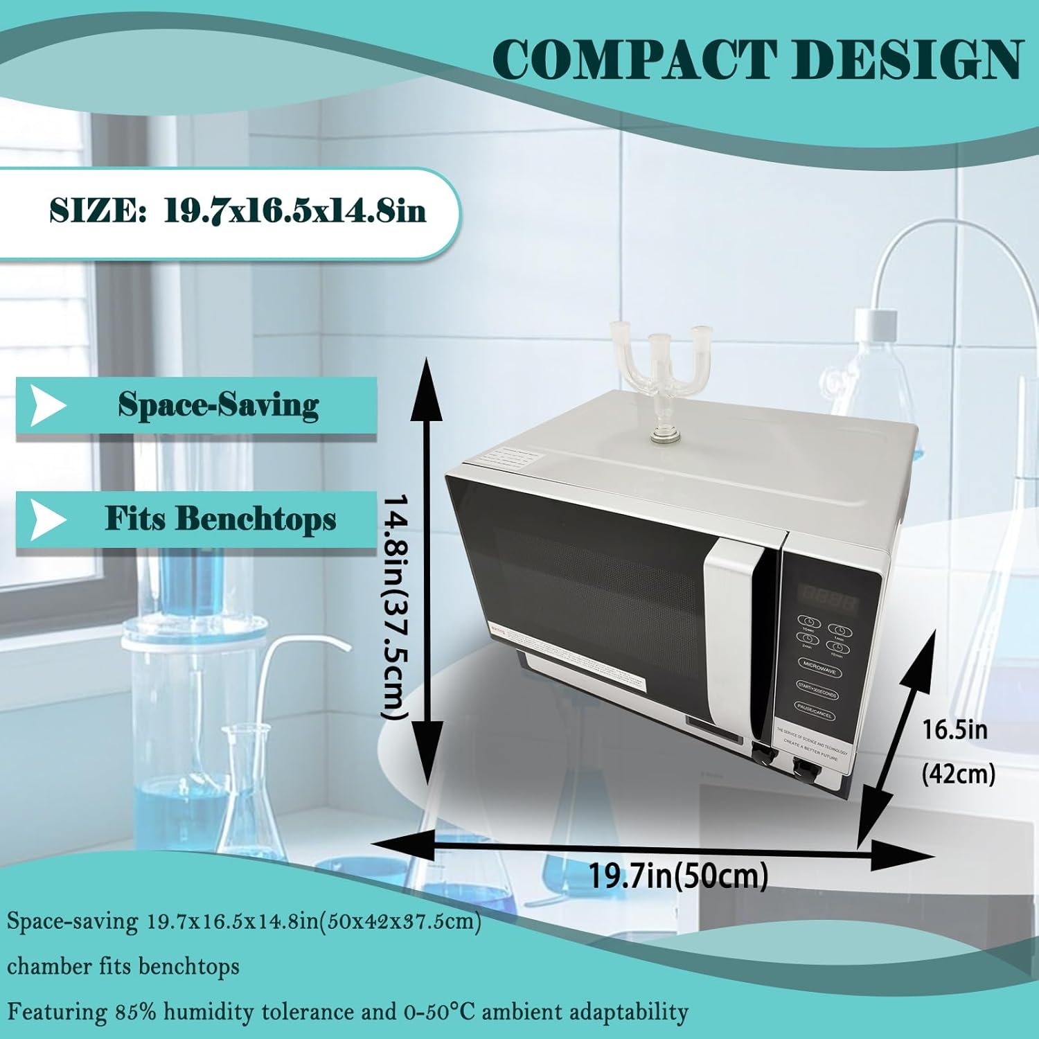 Lab Microwave Reactor Continuous Radiation Oven 800W Output,with Magnetic Stirring 1.7-16.9fl.oz,304 Stainless Steel Chamber, Safety Auto-Stop,0-1800rpm,LCD Display 220V 1PH