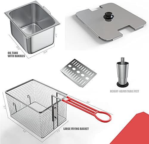 EGGKITPO Deep fryers Commercial Deep Fryer 12L x 2 Large Dual Tank Electric Countertop Fryer for Restaurant with 2 Frying Baskets and Lids, 1800W x 2, 120V