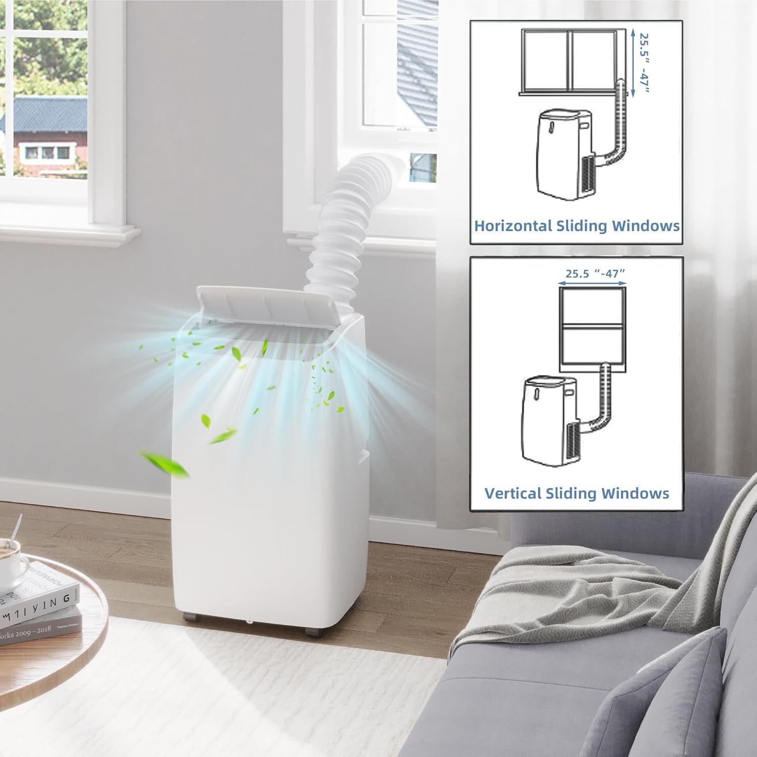 GAOMON 14,000 BTU Portable Air Conditioners, 3-in-1 Cooling AC Unit with Dehumidifier and Fan Mode for Rooms Up to 700 Sq. Ft, Remote Control, Sleep Mode, 24H Timer, 3 Speed, Auto Swing