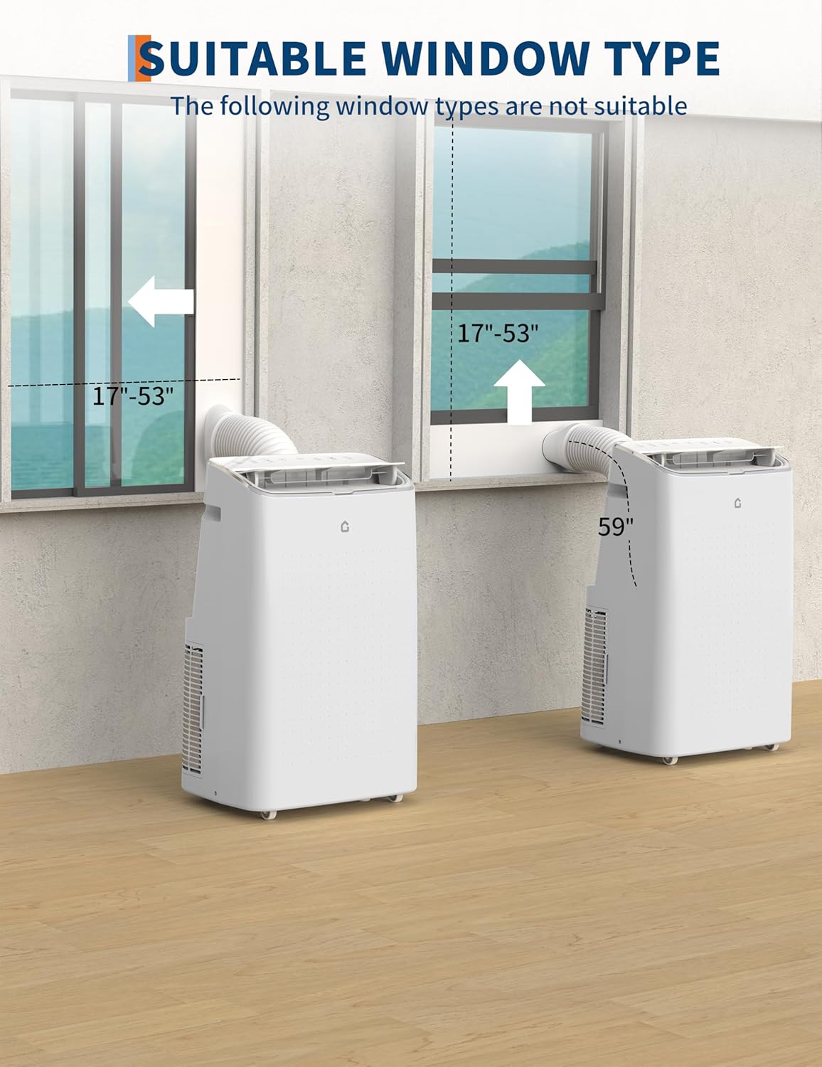 15,000 BTU Portable Air Conditioner, 3 in-1 Standing AC Unit with Dehumidifier and Fan, Remote and LED Touch Panel, Sleep Mode, Window Kit, Cools up to 850 Sq.Ft., Quiet Operation, Black Top