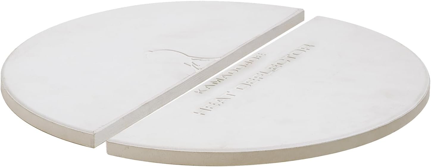 Kamado Joe Indirect Cooking Half-Moon Ceramic Heat Deflector Plates for Classic Joe Charcoal Grill and Smokers in White 2-Pack, Model KJ-HDP