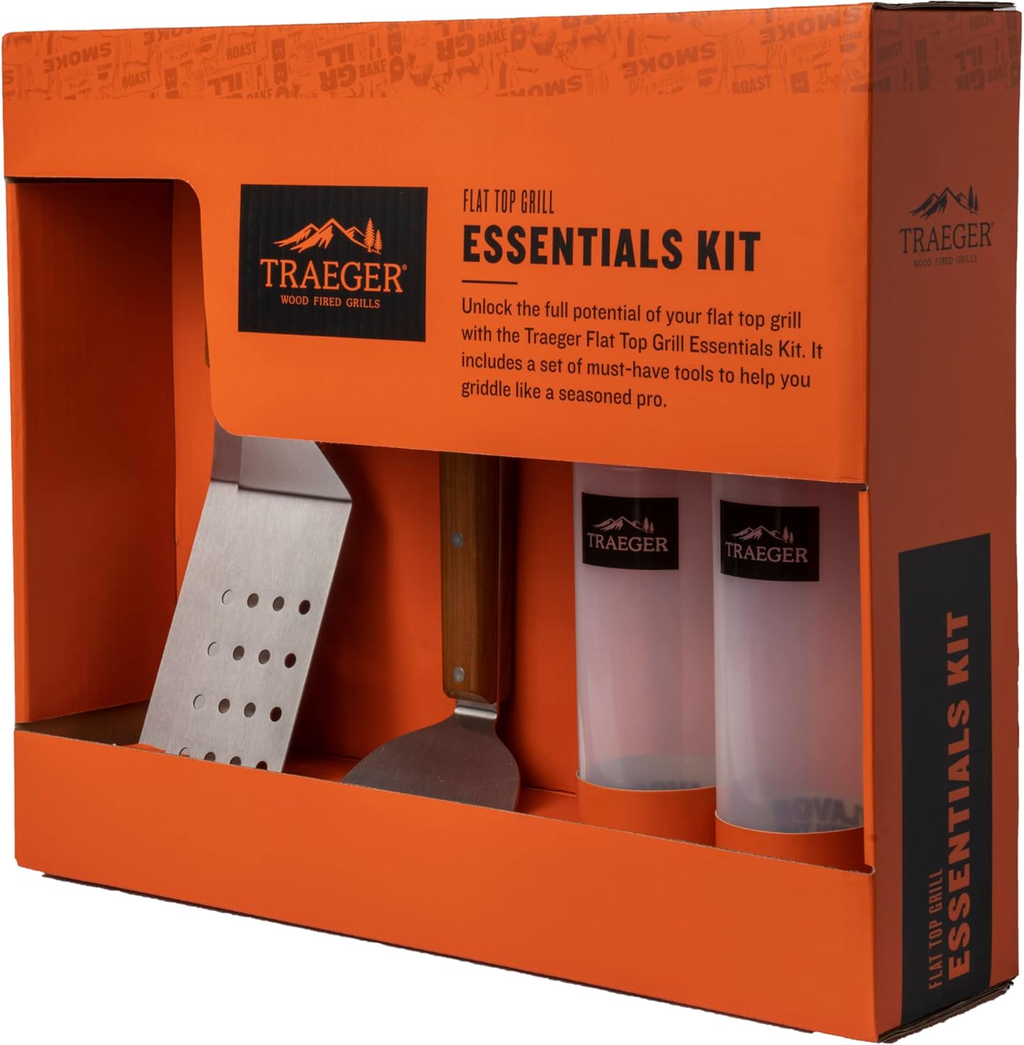 Traeger Grills BAC733 Flat Top Griddle Essentials Kit, Two Spatulas, Scraper, Squeeze Bottles Grill Accessory
