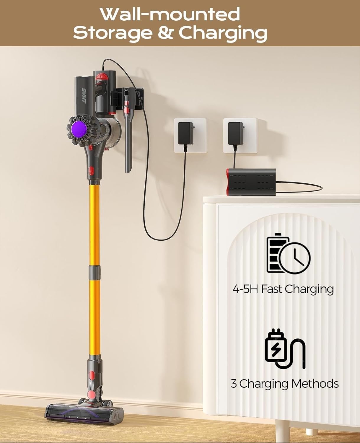 Cordless Vacuum Cleaner, 45Mins Powerful Vacuum Cleaners for Home, Lightweight Stick Vacuum Pet Hair,Hardwood Floor(5)