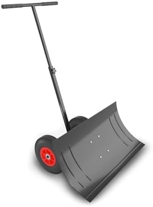 Heavy Duty Snow Shovel with Rollers, Adjustable Rolling Snow Pusher, Snow Throwers Snow Removal Shovel Outdoor Sand, Mud and Snow Shovel and Snow Removal Tool