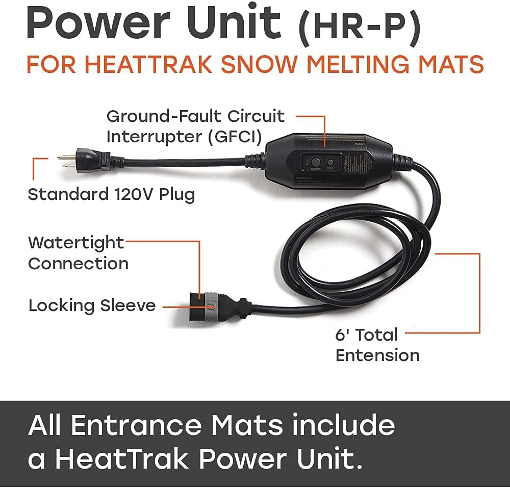 HeatTrak Heated Snow Melting Mats for Entrances - Heated Outdoor Mats - Snow Melting Mats for Winter Snow Removal - Trusted Snow and Ice Melt Products - No-Slip Heating Entrance Mats (24” x 36