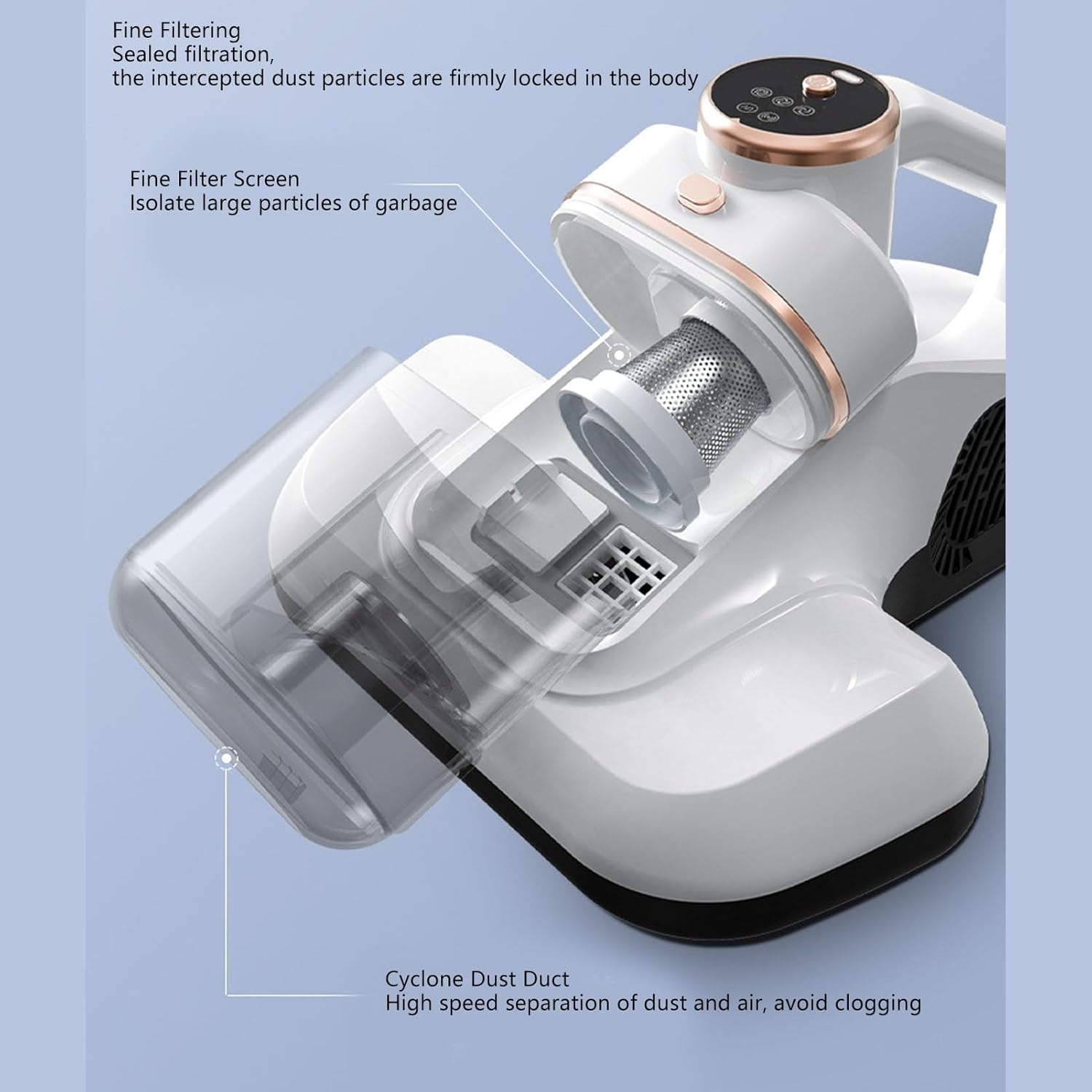 Jeanoko Mattress Vacuum Cleaner, 10Kpa Strong Suction 3 Gears Adjustment with Filter for Sofa Bed Mattress Carpet