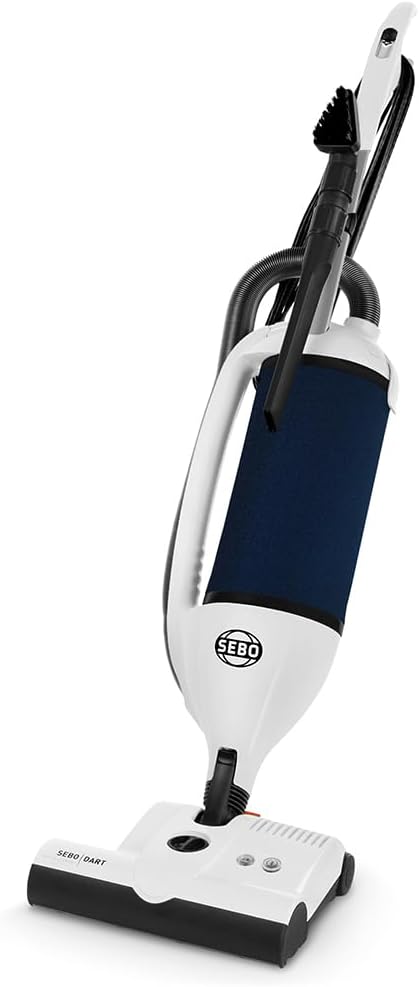 Sebo 9855AM Dart Upright Vacuum Cleaner with 7-Year Motor Warranty, Comes with Powerful ET-1 Powerhead for Pets and Carpeting, Made in Germany (Arctic White)