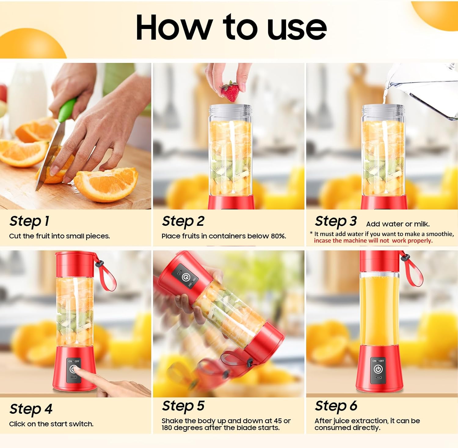 Personal Blender for Shakes and Smoothies - 2025 New Upgrade Cordless Portable Blender USB Rechargeable, 380Ml BAP Free Juice Cup, 6 Blades Freshly Squeezed for Picnic/Sports, 20000Rpm/Min Speed