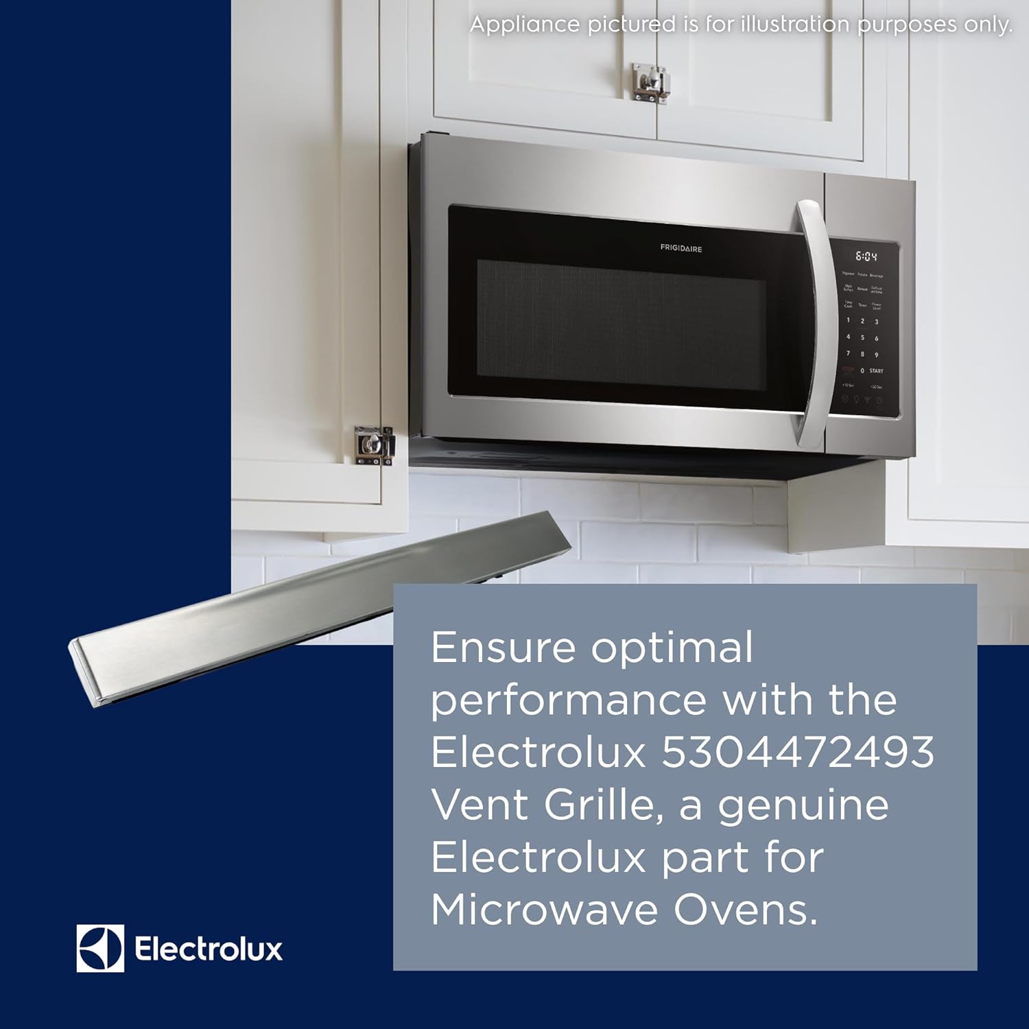 Electrolux 5304472493 Vent Grille for Microwave Ovens, Stainless Steel