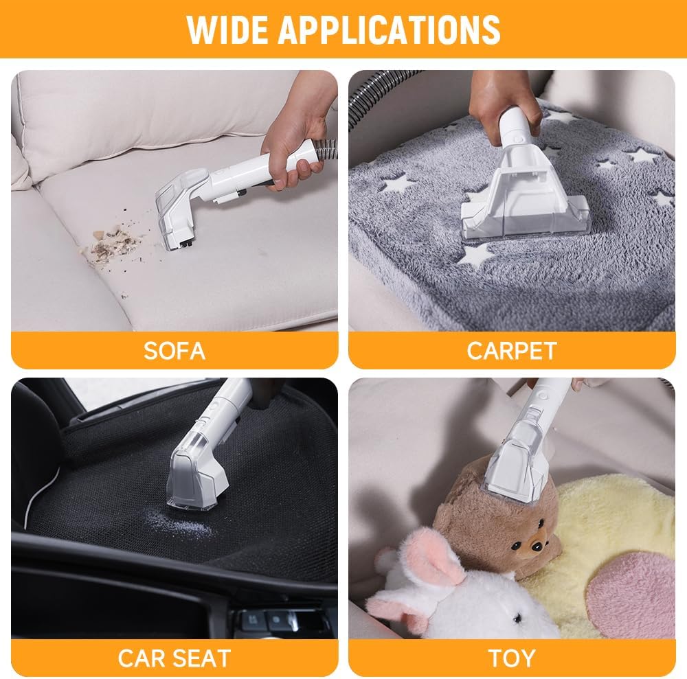 Hoteche Portable Carpet Cleaner Machine, Powerful Handheld Spot Extractor for Pet Stains, Upholstery & Car Interior Cleaning, Dual Tank System, Lightweight Electric Carpet Shampooer with Accessories