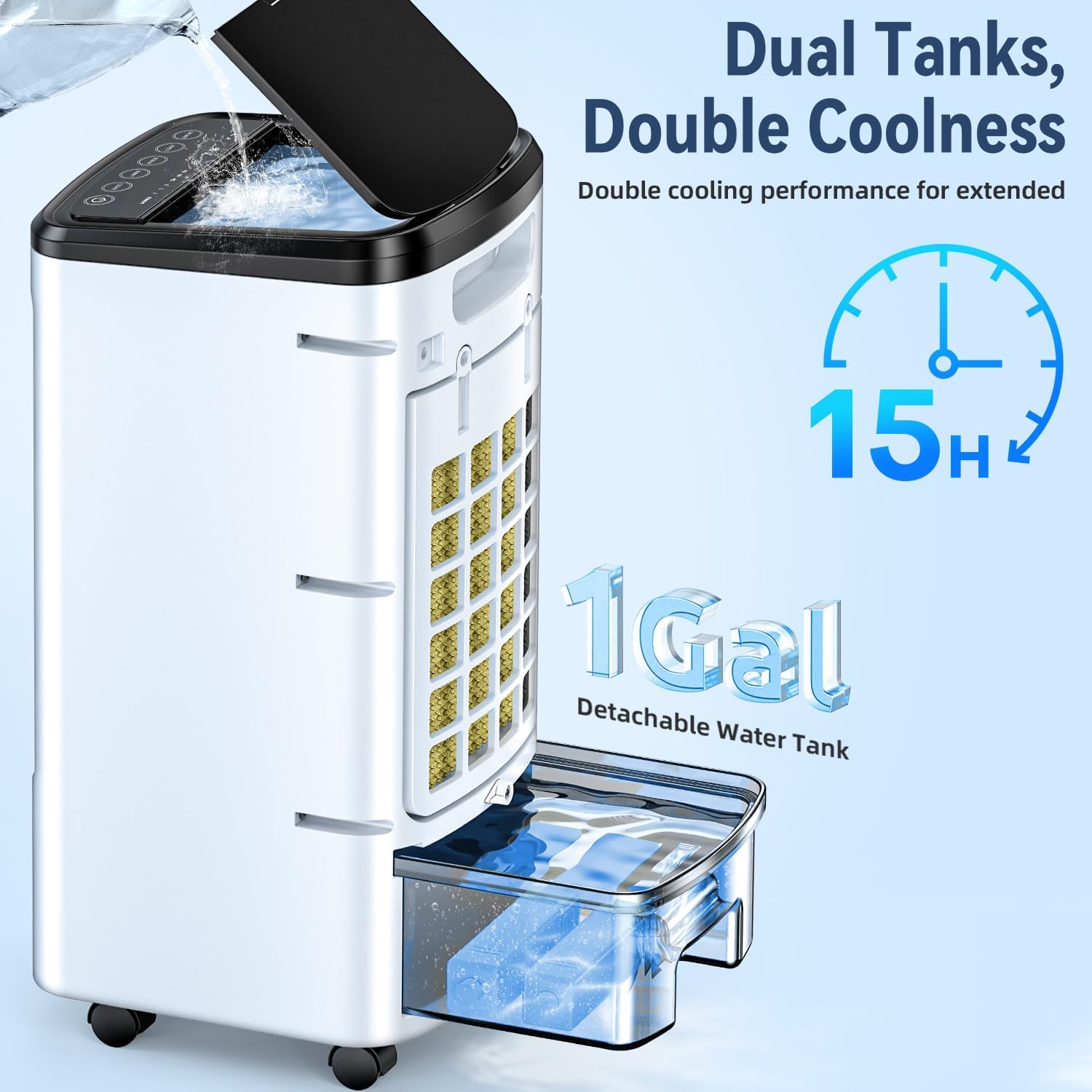 FANCOLE 25-INCH Evaporative Air Cooler, Swamp Cooler Air Conditioner