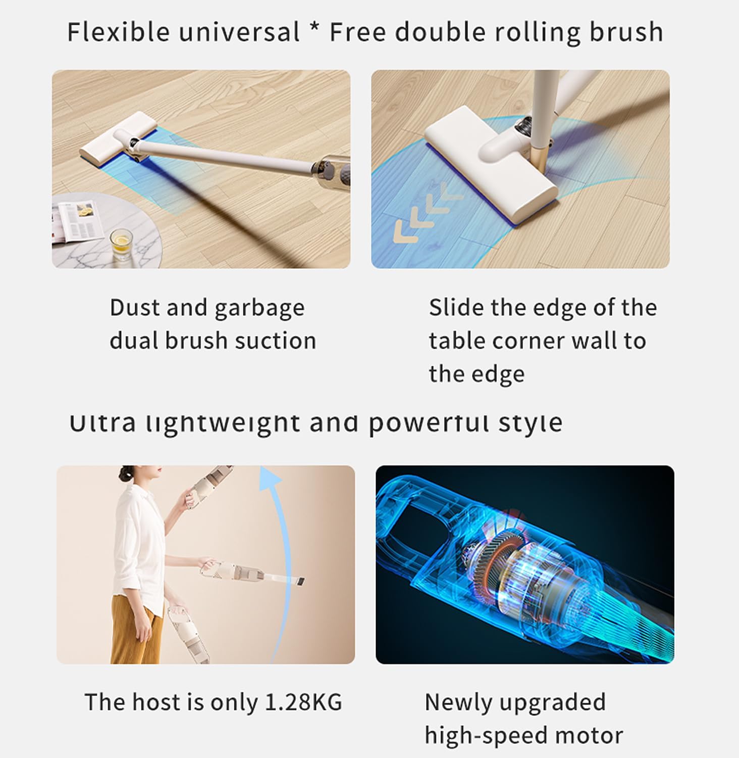 Stroller Cordless Stick Vacuum Cleaner, 8000Pa Powerful Suction, 2-in-1 Lightweight Handheld & Stick Vacuum, 45 Mins Runtime, Vacuum Cleaner for Pet Hair, Hard Floors & Car Cleaning