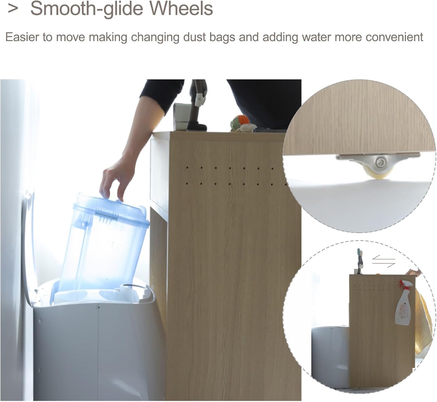 Mobile Robot Vacuum Storage Cabinet Side Table, Multi Tier End Cabinet with Wheels Accent Side Tables for Living Room Bedroom(Yellow)