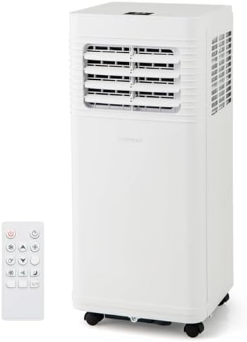 COSTWAY Portable Air Conditioner, 8000 BTU Air Conditioner with Fan & Dehumidifier, 24H Timer & Remote Control, Window Installation Kit, AC Unit Cools Rooms up to 250 Sq.Ft (8000 BTU)