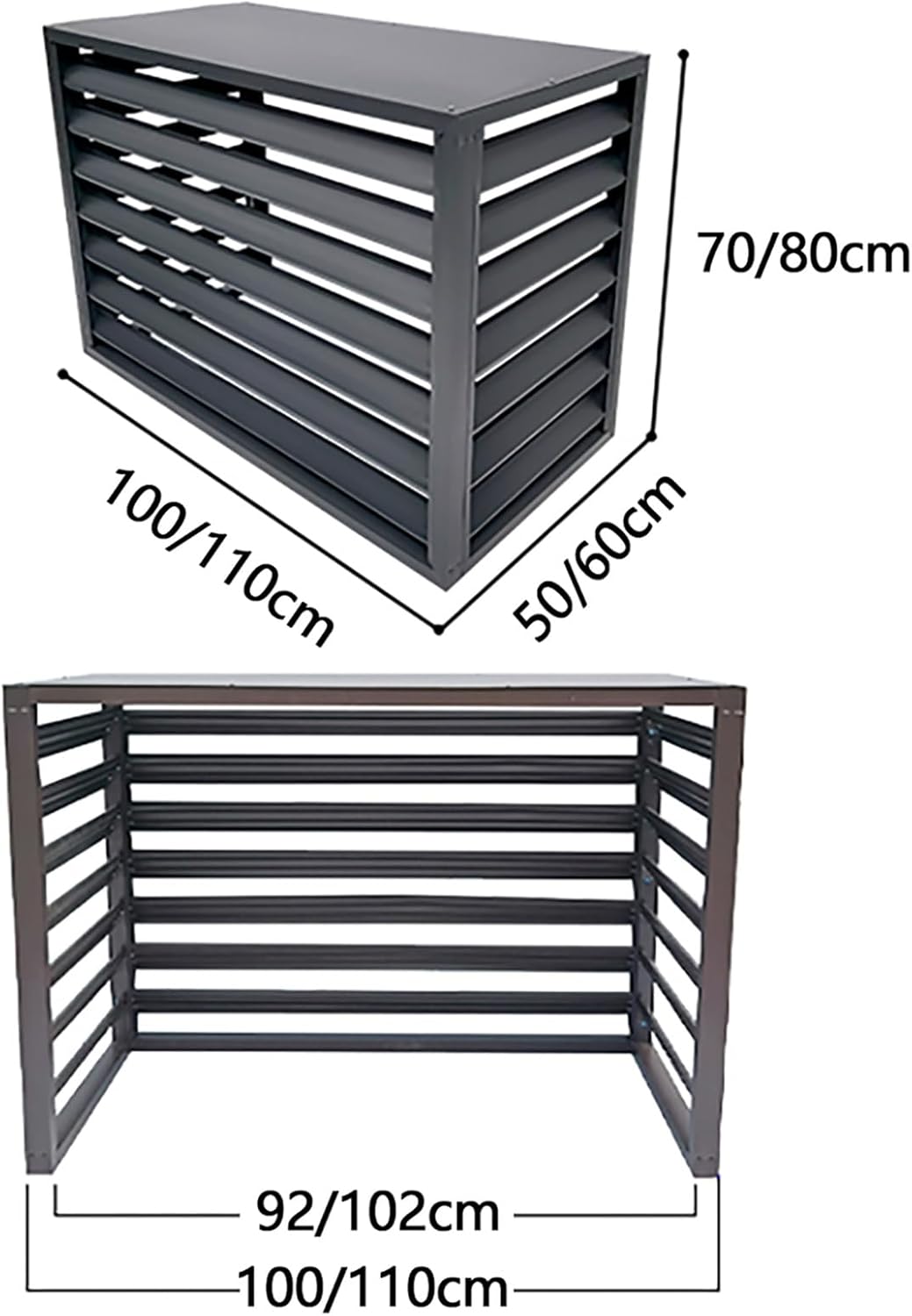 Outdoor Air Conditioner Cover For Outside Units, Window Aluminum Privacy Fence Panels, Trash Can Enclosure Flower Stand Decorative Air Conditioning Cover For Patio Lawn ( Color : Grey , Size : 2 3P