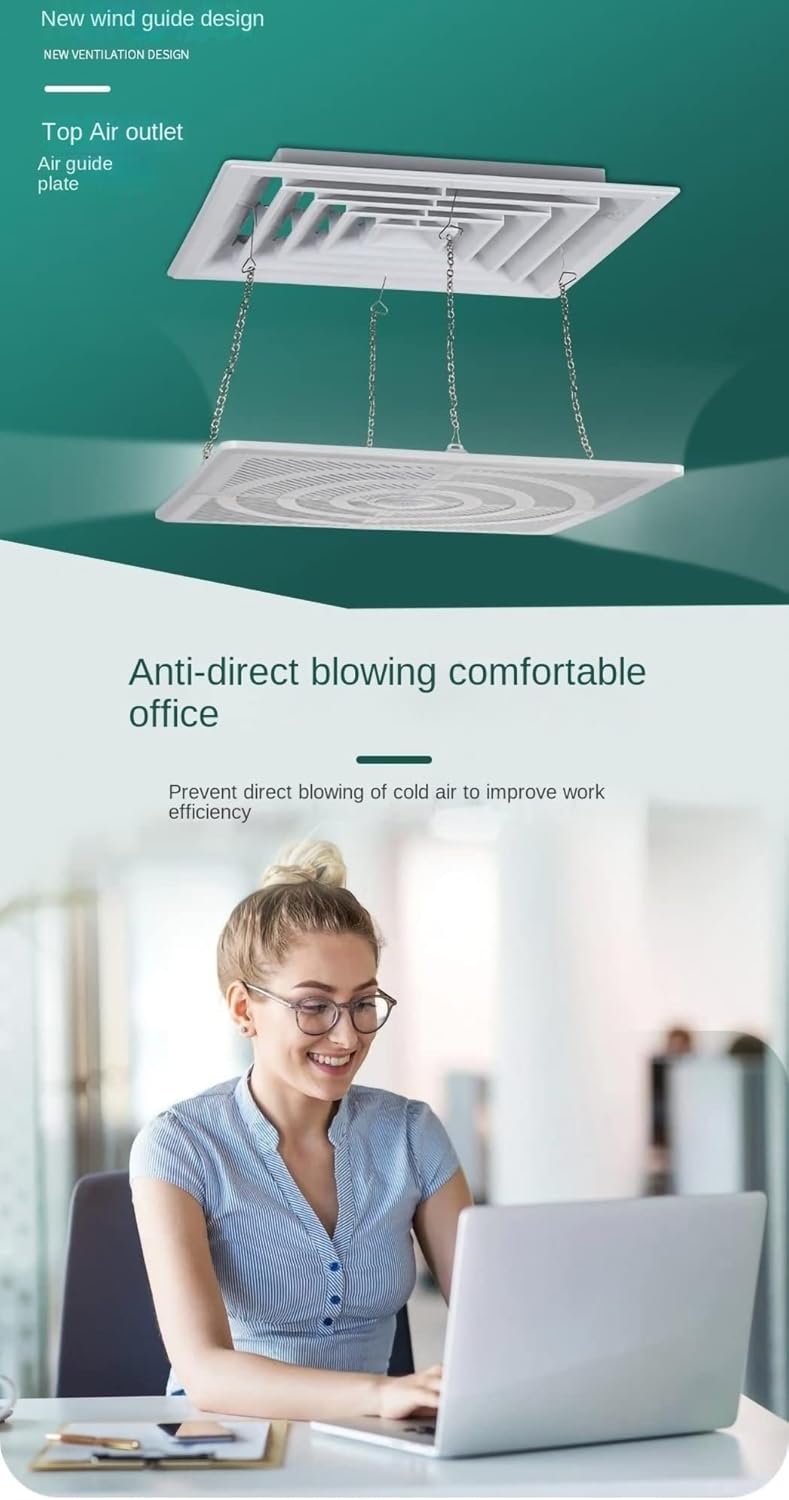 Central Air Conditioner Wind Deflector, Anti Direct Blowing, Wind Guide Cover Baffle, Suitable for Square Air Outlet Of Ceiling Unit, White