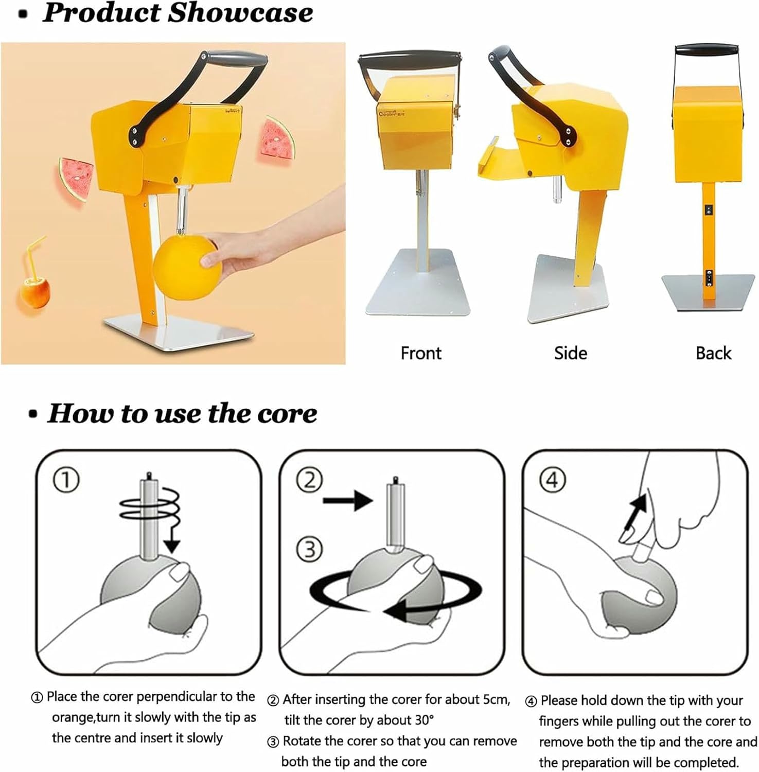 Commercial Electric Juicer Machine,48W Stainless Steel Fruit Juice Blender,Fresh Juice Blender, Tabletop Watermelon Pineapple Fruit Juicer-