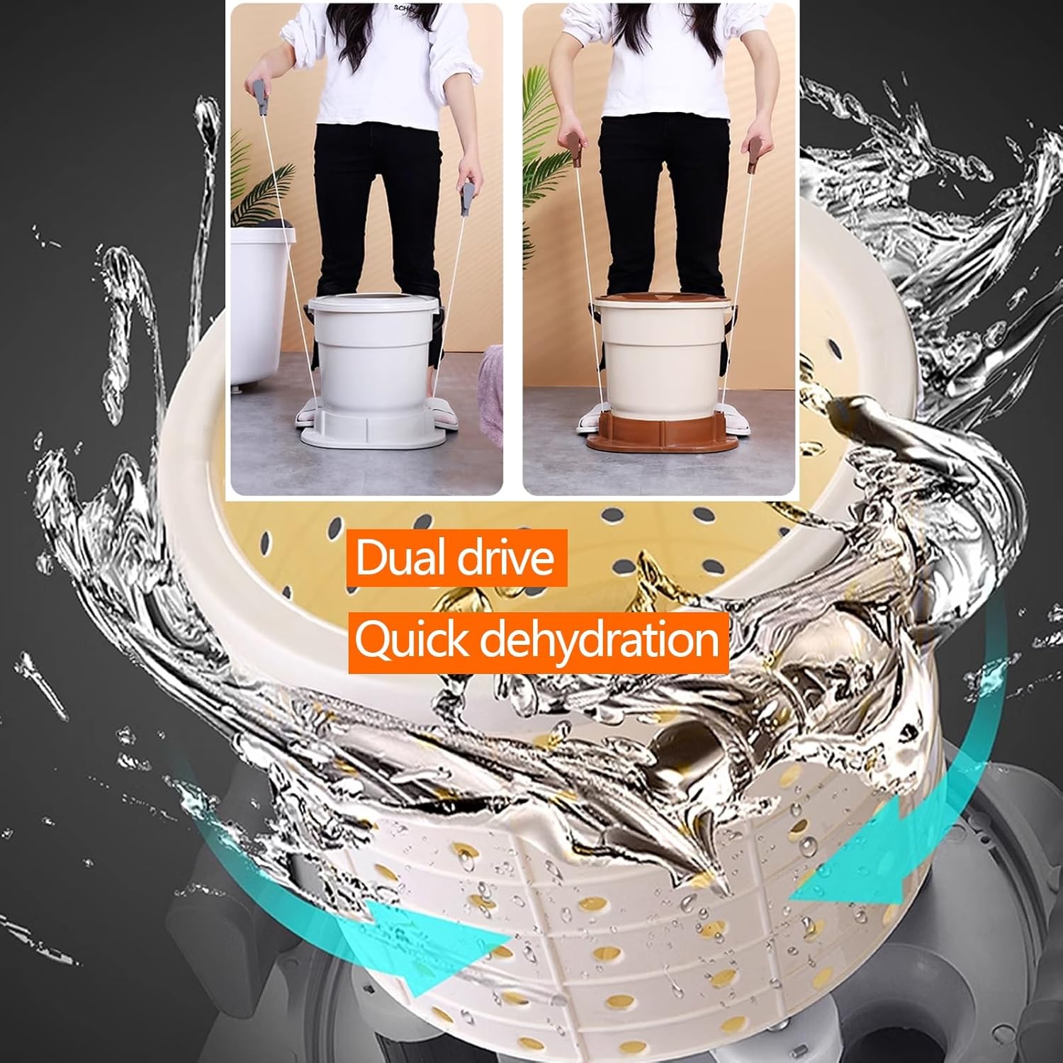 Wringer for Hand Washing Clothes Portable Laundry Wringer for Wet Clothes, Nonelectric Laundry Dryer, Mini Dryer Compact for RV Camping School Apartment Dorm(Brown)