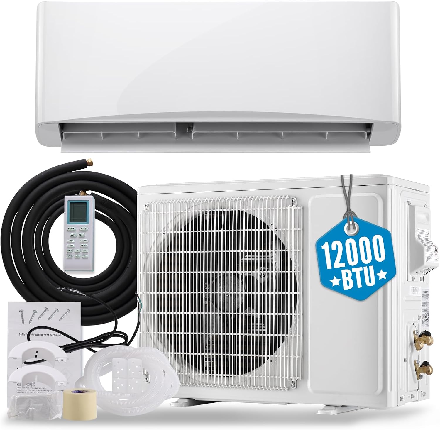 WANAI 12000 BTU 115V Mini Split Air Conditioner & Heat Pump System, 17 SEER2 Split Unit Ac Cool Up to 750 Sq.Ft with Installation Kit for Home, Office & Commercial Space