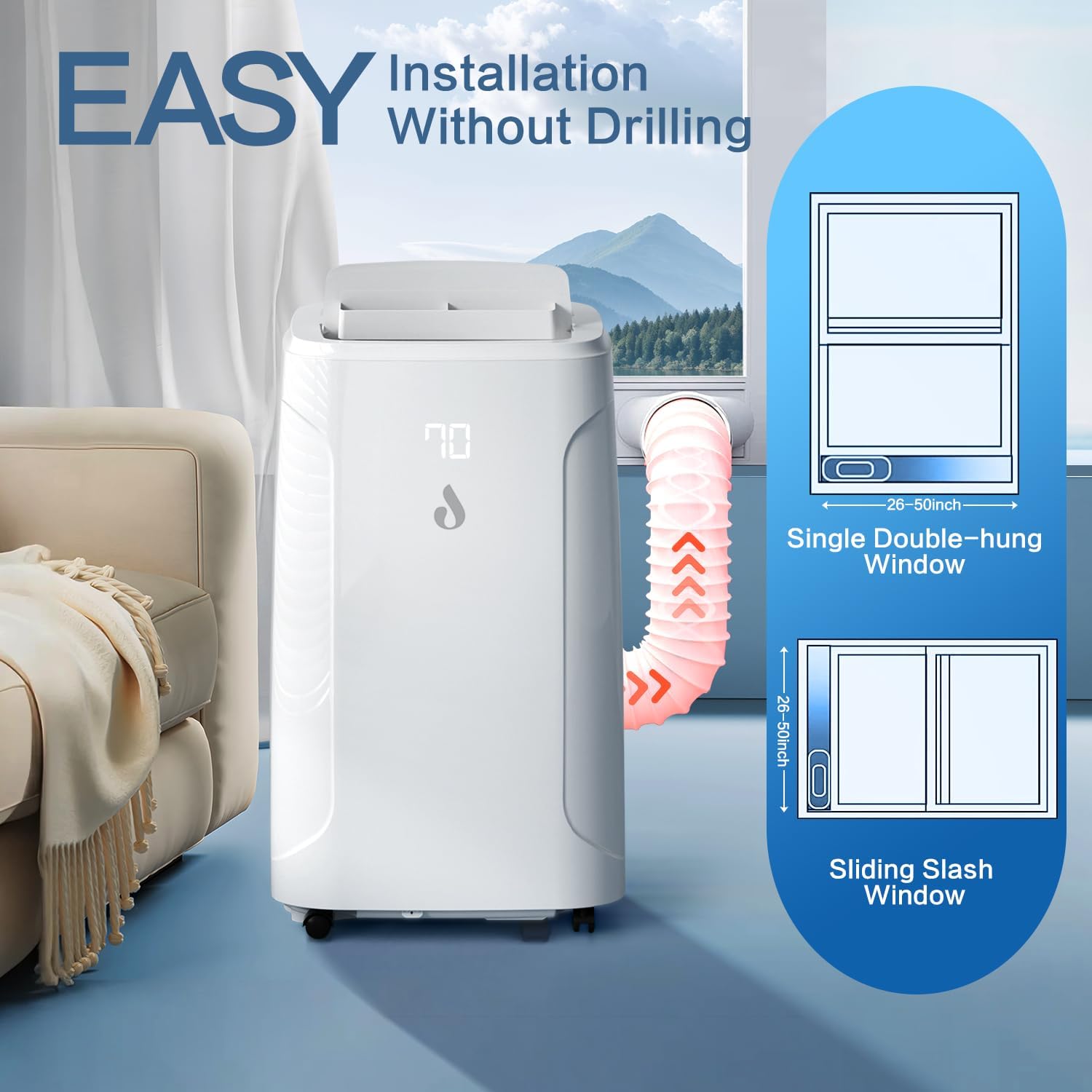 12,000 BTU Portable Air Conditioners Cools up to 550 Sq.Ft 4-in-1 Poratble Ac Units for Room with Cooling Dehumidifier Fan Sleep Mode 24h Timer Remote Control and Window Installation Kit Included