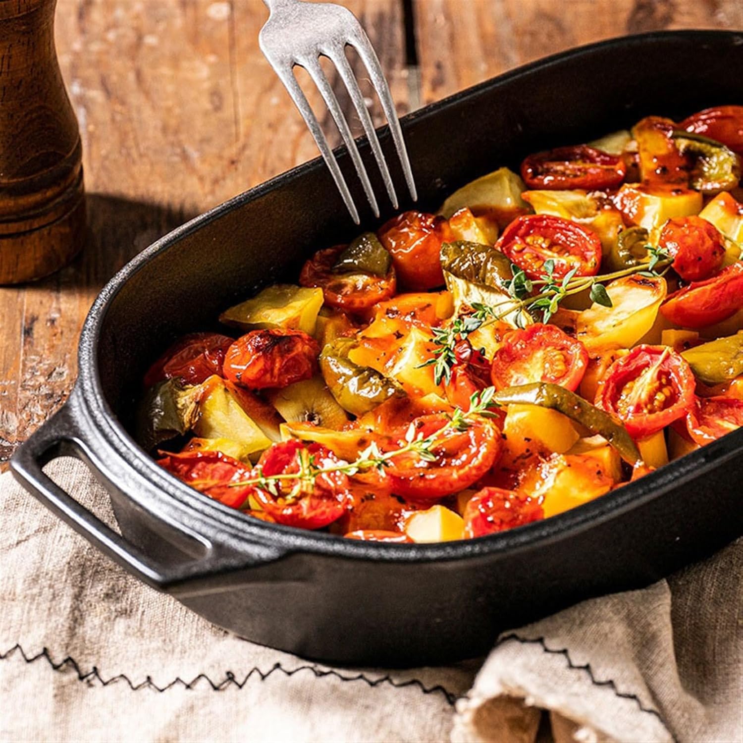 Roaster Oven Special Dish Double Ear Ceramic Baking Dish Cheese Baked Rice Plate Creative Commercial Microwave Baking Dish roasting pan(38.5cm)