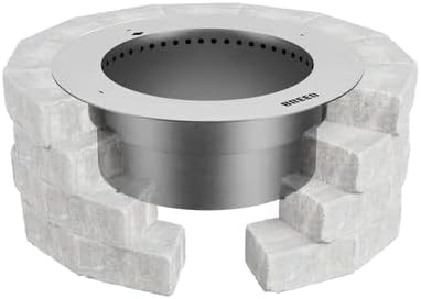 Breeo Zentro Stainless Steel Fire Pit Insert - Smokeless Firepit Ring Insert for Outdoor Fire Pit - for Outside Block, Stone, & Concrete Backyard Firepit Surrounds - Lid Included - Round 24