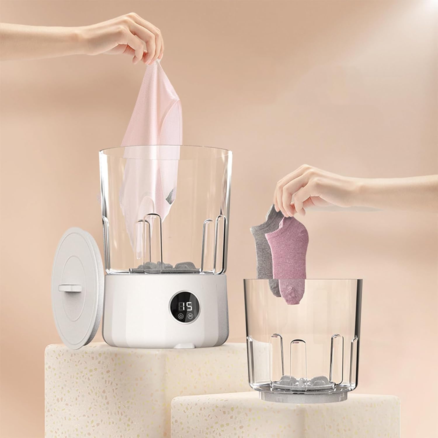 Washing Machine - Portable Washer | Portable Washing Machines For Apartments | Mini Cleaner With 2 Buckets For Bras Socks Baby Clothes Panties Travel RV Hotel Dorm Apartment Outdoor